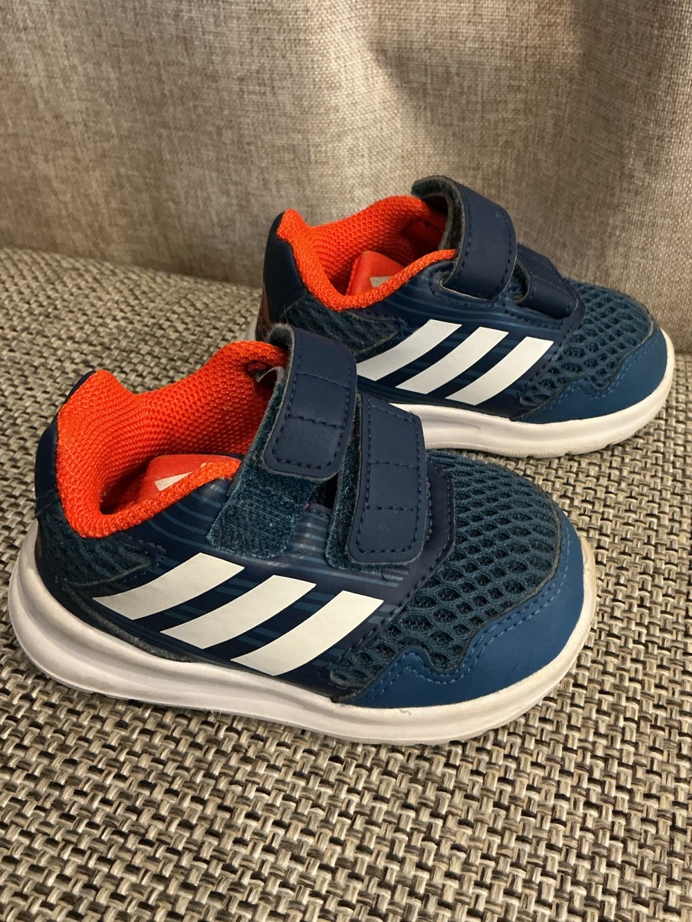 adidas Kids Navy and Orange Velcro Athletic Sneakers